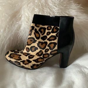 NEW Sam Edelman Leopard print calf hair booties, size 8.5 M.